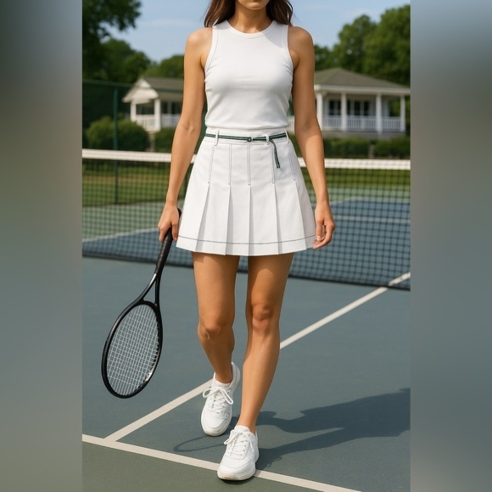 Ann Taylor LOFT Petites White Sports Golf Tennis Mini Skirt EUC 12P #0323
